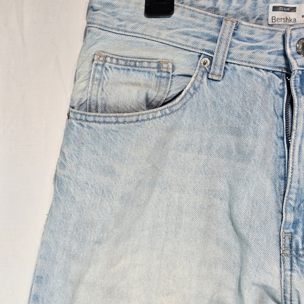 Bershka Carpenter Jeans Mens 30‎ Light Wash Denim Straight Leg Utility Pants - Picture 10 of 16